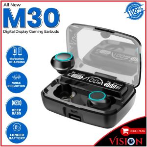 Headset Bluetooth TWS M30 Wireless v5.3 ENC Digital Display HiFi Bass / Earphone Wireless TWS M30 iOS Android