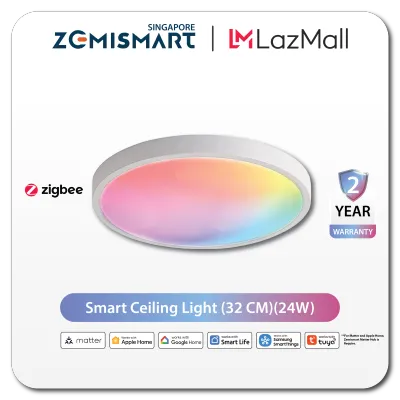 Zemismart Matter Zigbee Smart Ceiling lights RGB and Whites Lights. Integrates with Apple Home Google Home SmartThings Smart Life and Tuya Zemismart hubs is Requirer