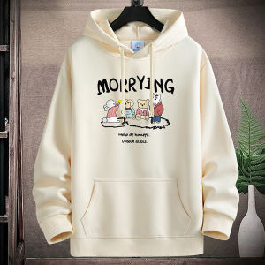IELGY 13 Color plus size Cotton Hooded Sweatshirt Mens New Pocket Loose Casual Mens and Womens Same Style Top MORR Print