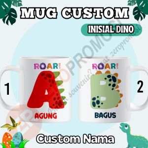 Mug Custom Inisial Nama Dino Lucu