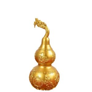 น้ำเต้าหัวมังกรทองเหลืองฮวงจุ้ย Pixiu Hulu ของตกแต่งโชคลาภทรัพย์สมบัติมั่งคั่งสำนักงานบ้าน