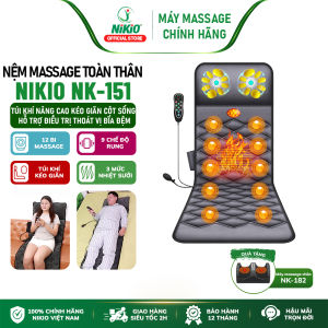 Nệm Massage Toàn Thân Đệm Mát Xa lưng Nikio NK-151 - Con Lăn 3D Xoa Bóp Kết Hợp Rung Nhiệt Sưởi Túi Khí Tạo Cảm Giác Thư Giãn