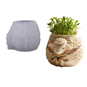 Sheep Shape Silicone Molds Crafting Supplies Perfect for Creating Resin Planter Containers Detailed Pattern