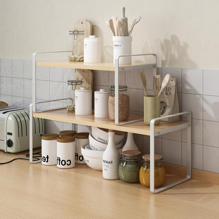 Kitchen Shelf Organizer Stackable Cabinet Pantry Storage Shelf Kitchen ...