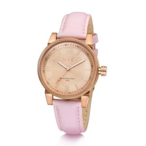 MAX Lady Classic Watches Rose Gold Steel Case Rose Gold Dial Womens Leather Strap Watch 38mm 5-MAX624