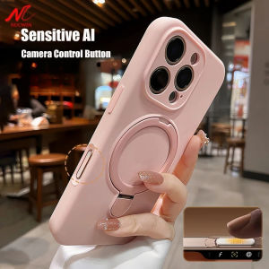Liquid Silicone for Magsafe Case for iPhone 17 16 11 12 13 14 15 Pro Max Air Magnet Stand Holder Camera Control Button Cover