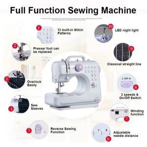 38 Stitches Mini Sewing Machine Electric Double Thread Sewing Machine with Extension Table 缝纫机