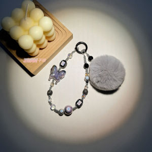 Rabbit hair ball car keychain high-end luxury plush pendant creative mobile phone chain backpack decoration