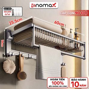 Kệ treo nhà tắm Enomax dán tường treo khăn tắm quần áo đồ dùng phong tắm. Chất liệu nhôm không hàng không cao cấp