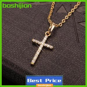 bashijian Simple Fashion Cross Pendant Clavicle Chain Cross Dangle Necklace Punk Hip Hop Jewelry For Men Women Gift