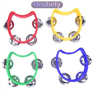 Heabety Cầm tay Tambourine kim loại chuông nhựa Bộ gõ cho KTV bên Kid trò chơi đồ chơi