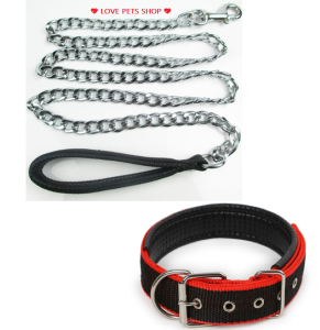 BỘ DÂY DẮT CHÓ BẰNG KIM LOẠI CÓ NỆM TAY CẦM KÈM VÒNG CỔ CÓ ĐỆM "MẪU MỚI" - 💝LOVE PETS SHOP💝