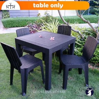 DINING TABLE SET (24x38 RECTANGLE TABLE AND 4PCS CHAIR) OUTDOOR TABLE INDOOR TABLE DINNING ROOM SET FURNITURE SET RATTAN DESIGN SUNRISE 24 X38