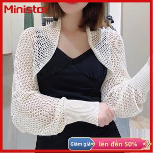 Ministar Mùa hè Phụ Nữ Màu Trơn Hollow ra dài tay áo Kem chống nắng lỏng dệt kim Cardigan