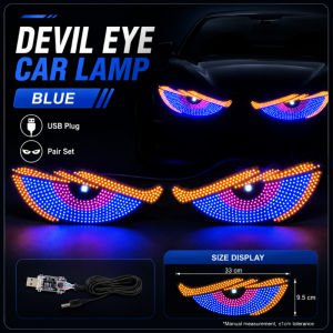 GEAR HIVE Devil Eyes LED Car Windshield Light USB Powered Dynamic Flowing Demon Eye Waterproof Flexible ABS Car Interior Decor Light