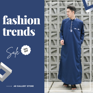 Jubah Pria Remaja - Jubah Pria Keren Arab Remaja - Jubah Pria Remaja Polos - Gamis Pria Lengan Panjang Premium Haikal by Ar Gallery