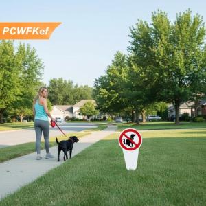 【PCWFKef】 Biển hiệu bằng nhựa “Không có phân chó” Biển cảnh báo không phóng uế Cọc cắm sân vườn Biển cảnh báo chống thấm nước ngoài trời dành cho chủ nuôi thú cưng Phòng ngừa ô nhiễm