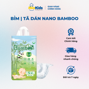 Bỉm tã dán Nano Bamboo siêu mềm mịn thấm hút nhanh chống tràn công nghệ mới màn thoáng khí nano chất vải sợi tre thiên nhiên an toàn lành tính cho làn da nhạy cảm của bé