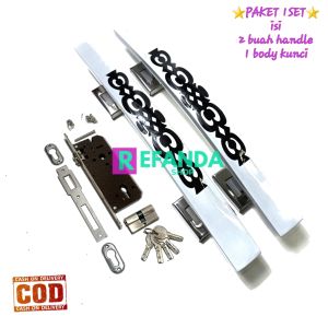 body slot rumah kunci dan 2 buah gagang tarikan handle pintu rumah minimalis panjang 33cm untuk daun pintu 1 pintu depan dan kamar