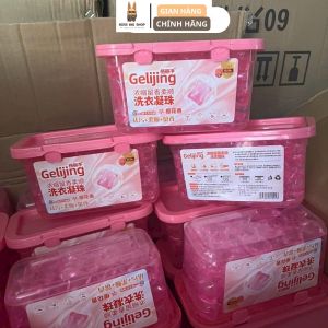 Hộp 100 viên giặt xả quần áo Geliijng 380Gr Hương hoa anh đào lưu hương lâu Sử dụng cho 1 lần giặt tiết kiệm chi phí