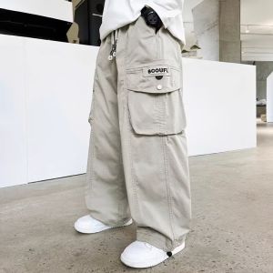 2025 New Baggy Pants For Kids Boy 6-12yrs Simple American Style 4 Pockets Anti-mosquito Cargo Pants For Kids Boy OOTD For Kids Boy