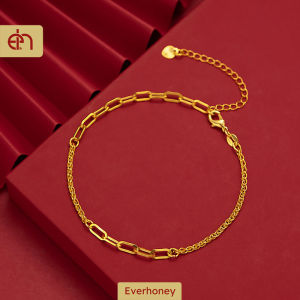 Everhoney Length Extendable Wire Gold Charm Paper Clips Link Chain Bracelet Strand Chain Bracelet for Women Teen Girls