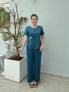 ĐỒ BỘ TRUNG NIÊN CHẤT LỤA RUBY CAO CẤP HOA THÊU TINH TẾ SANG TRỌNG CHO QUÝ CÔ THANH LỊCH TỰ TIN TỎA SÁNG