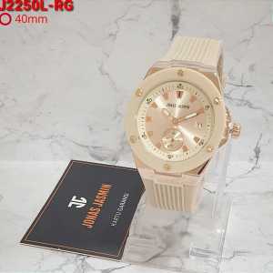 Jam tangan Wanita Jonas Jasmin JJ2250L tali karet detik bawah tanggal aktif original