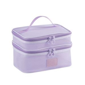 STARGOODS Lightweight Mesh Handheld Makeup Bag Square Portable Cosmetic Cases Simple Zipper Storage Toiletry Bag Data Cable Storage