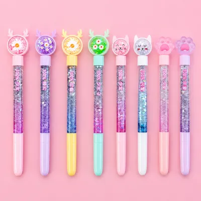Bolpen Karakter Lucu Gel Pen Glitter UK 0.5mm Pulpen Gel Motif Karakter Kelinci Alat Tulis Sekolah