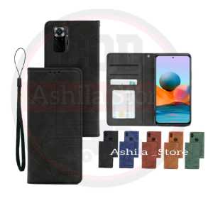Leather Flip Magnet For Xiaomi Redmi Note 10 Pro Case Dompet Flip Cover Leather Premium Casing HP