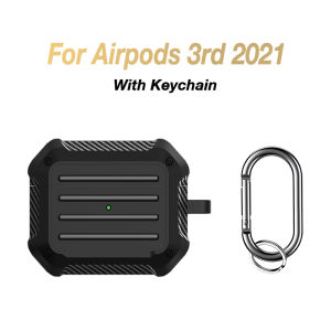 Sanptoch Rugged Case For Apple Airpods 3rd 2021 / Pro / 2 / 1 Full-Body Protective Casing With Keychain Shockproof Skin Cover - Black