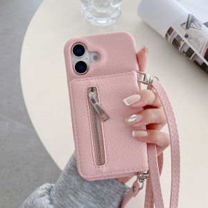 Mirror Makeup Strap Crossbody Lanyard Wallet Case for iphone 16 Pro Max 15 14 13 12 iphone 11 XS MAX XR 7 8 Plus Case Zipper Purse Magnetic Buckle Card Holder Wallet PU Leather Shockproof Case