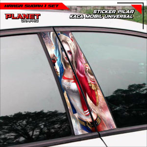 Sticker Pilar Kaca Mobil Universal HARLEY QUINN Bisa Custom Gambar/Foto 1 SET (Kanan Kiri) - RON Design