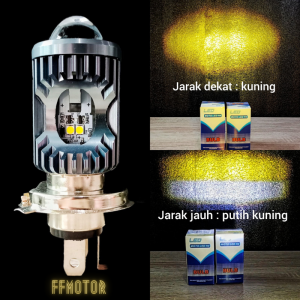 Lampu Depan H4 Laser AE Strobo Vixion MX King Ninja Tiger GL Scoopy Dll Universal Motor Mobil High Kuning Low Putih kuning