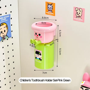 Magnetic Toothbrush Holder Wall Mounted Cute Toothpaste Dispenser Set Toothbrush Storage Box
