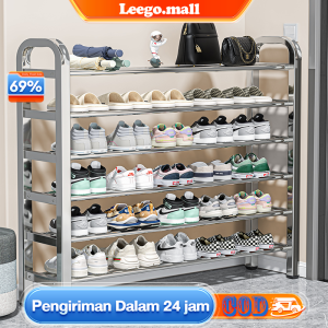 Rak Sepatu Stainless Steel 6 Tingkat Rak Sepatu Kokoh Tempat Sepatu Sendal Besi Mudah Bongkar Pasang