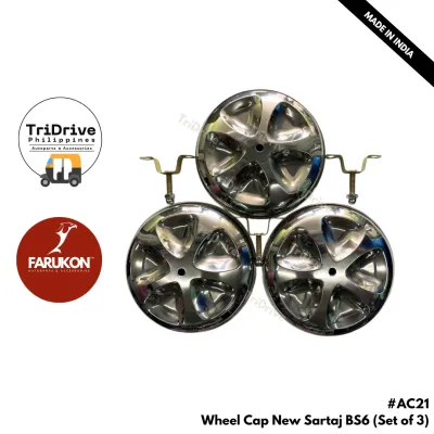 Bajaj RE TVS King Ape City Wheel Cover BS6 Sartaj Stainless Steel - Set of 3pcs.