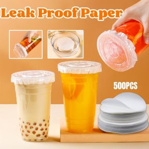 500pcs Leak Proof Paper for Take Out Drinks Packaging Disposable Coffee Spill Proof Paper Cup Drink Pad