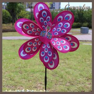 [Carmelun] Double Layer Peacock Laser Sequins Windmill Colourful Wind Spinner Home Decor