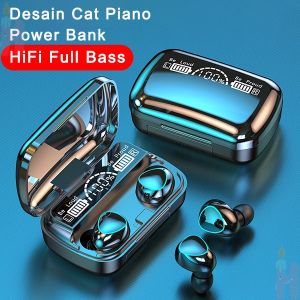 Tukuo ID F9-5 Headset Bluetooth Power Bank TWS with Mic 9D Bass Stereo WaterProof Earbud 5.0