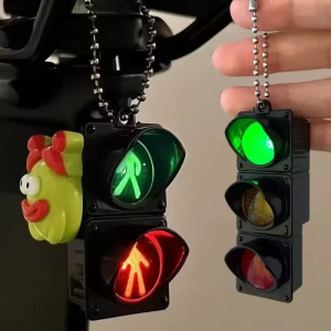 New Signal Traffic Light Keyring LED Pedestrian Safety Light Keychain backpack pendant Key Ring Charm Key Chain