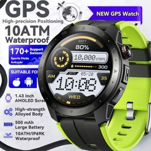 2025 นาฬิกาสมาร์ท GPS ใหม่ สำหรับกีฬากลางแจ้ง ตำแหน่งดาวเทียม GPS สำหรับผู้ชาย 5ATM IP69K กันน้ำ สมาร์ทวอทช์ พร้อมเข็มทิศ วัดความสูง วัดความกดอากาศ หน้าจอ AMOLED 1.43 นาฬิกาผู้ชาย