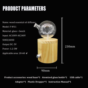 FLOWEROMA Wood &Glass Nebulizer Cylinder Aroma Diffuser for Essential Oil Spray Scent Diffuser with Colorful LED light Purify the air and remove odors