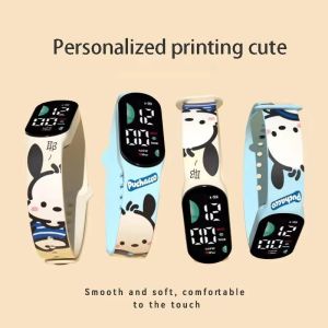 Sanrio Waterproof Sports Smart Watch Kuromi Cinnamoroll Pochacco Led Silicone Bracelet Electronic Watch Kids Digital Watches