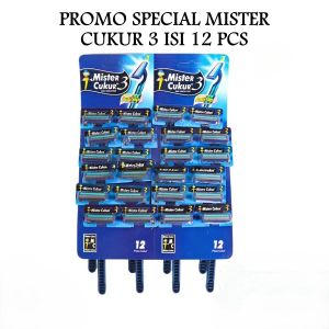 [PROMO ISI 12 PCS] Mister Cukur Razor 3 Mata Pisau Alat Pencukur Kumis Jenggot