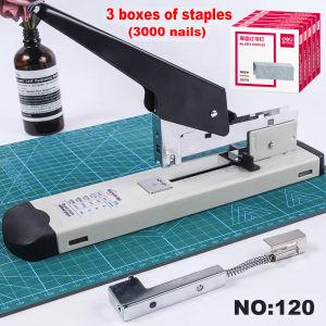 Heavy Duty Stapler With 3 Boxes Staples Up to 120/240 Sheets Capacity Long Arm Stapler Bookbinding Stapler Office Tools