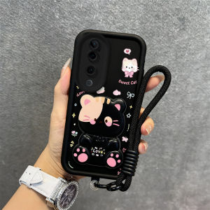 เคสสำหรับ VIVO V40 v50 v60 PRO 5G V40 5G v50 5g เคสศัพท์ เคสนิ่มซิลิโคนกันกระแทก ดีไซน์ใหม่สวยงามแมวน่ารักพร้อมที่จับและสายคล้อง JTDTMMZJ06
