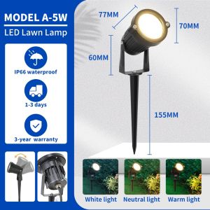 Solar Lawn Light Waterproof Spot Light Outdoor With Switch Garden Lamp Pathway Landscape Lights Lawn Camping Lamps