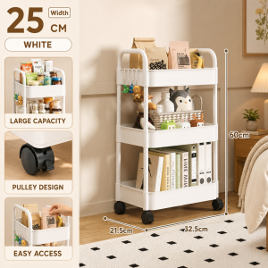 MultiPurpose Trolley Storage Racks With Wheels Plastic Storage Rack Easy Assemble Trolley Shelf Rak For Living Room Organizer 手推车/可移动柜子